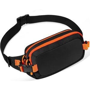 Sleek Black and Orange Men's Belt Bag